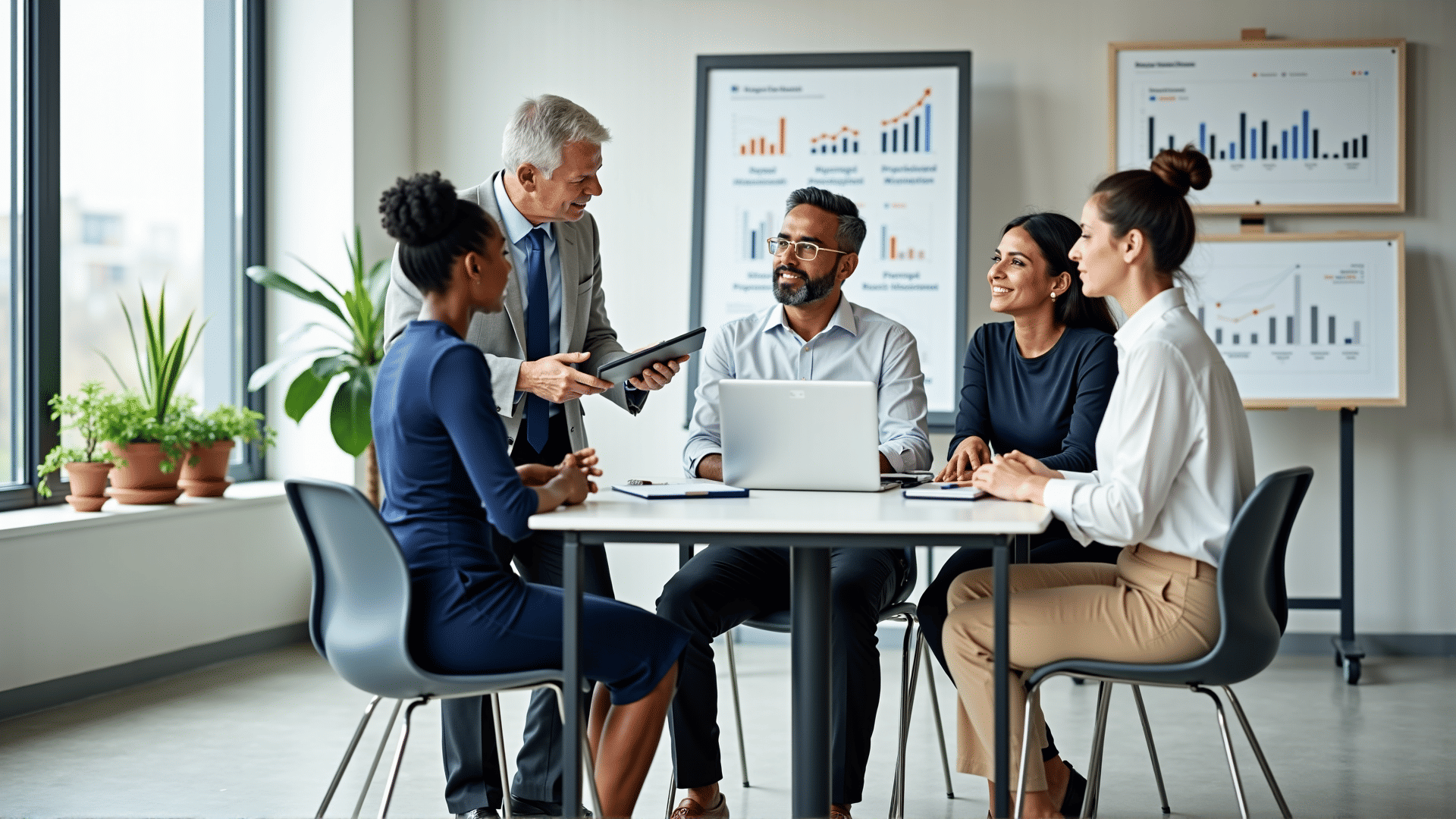 Team discussion in office
